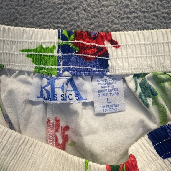 Womens Pull on Capri‎ Elastic Waist Red White Blue Floral Pants Large,Pockets - Picture 8 of 12